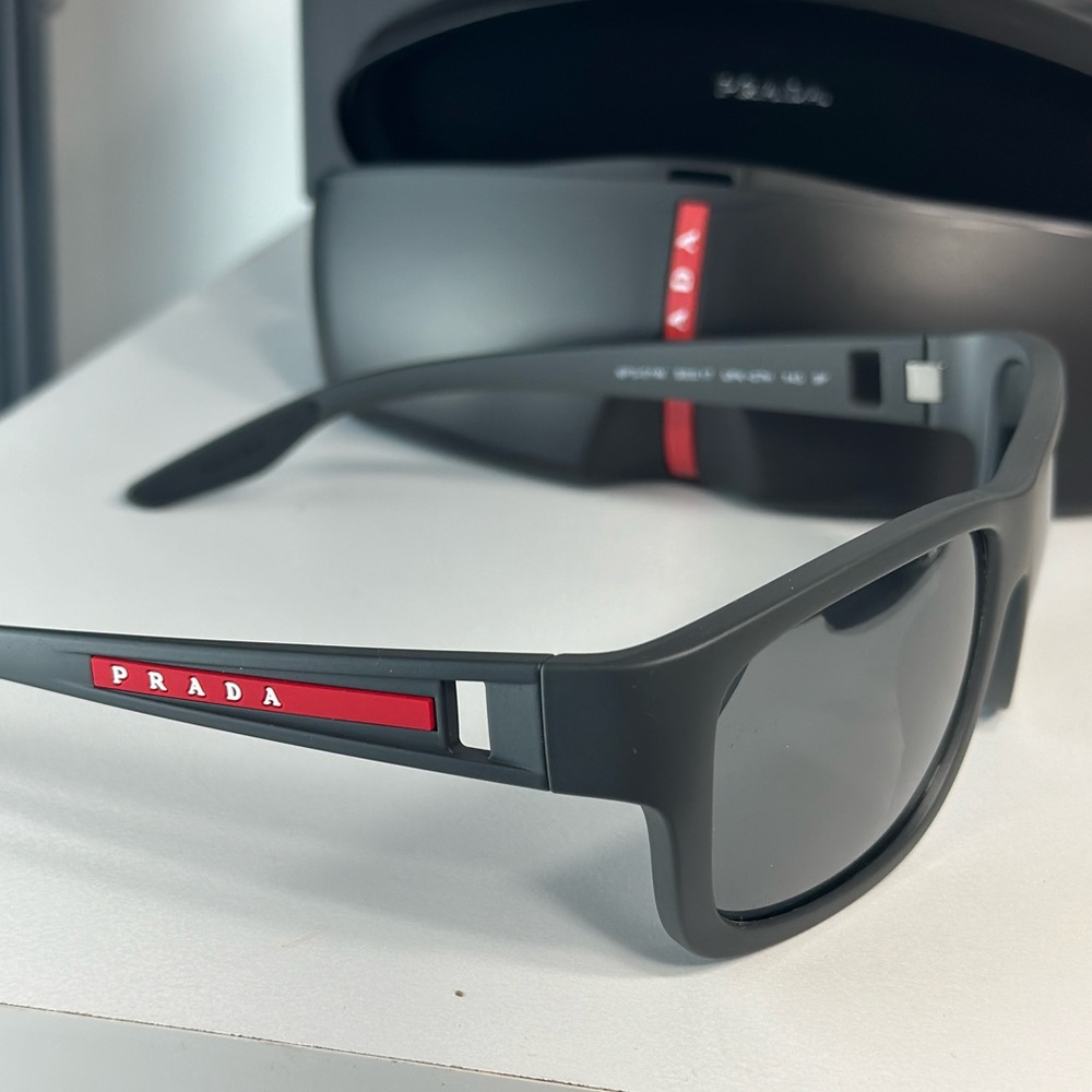 Prada Sport Men's Mirror Rectangle Logo Sunglasses